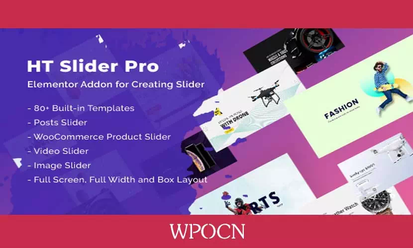 HT Slider Pro For Elementor英文版插件 - Elementor扩展滑块插件-糖果博客