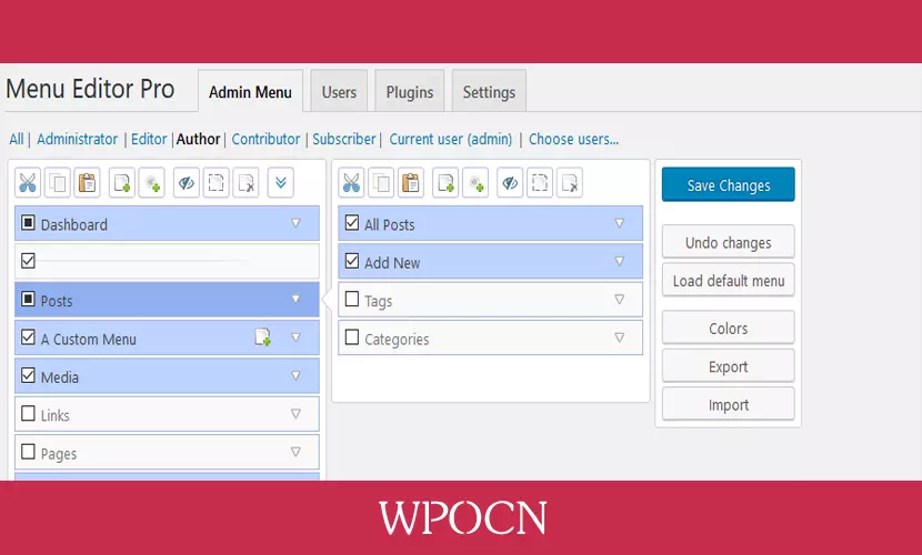 Admin Menu Editor Pro英文版插件 - 管理员面板菜单编辑器插件-糖果博客