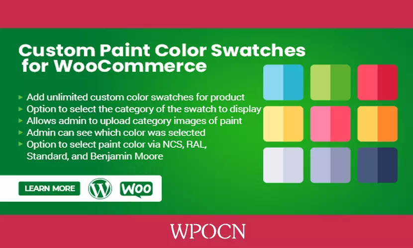 Custom Paint Color Swatches for WooCommerce英文版插件 - 自定义颜色插件-糖果博客