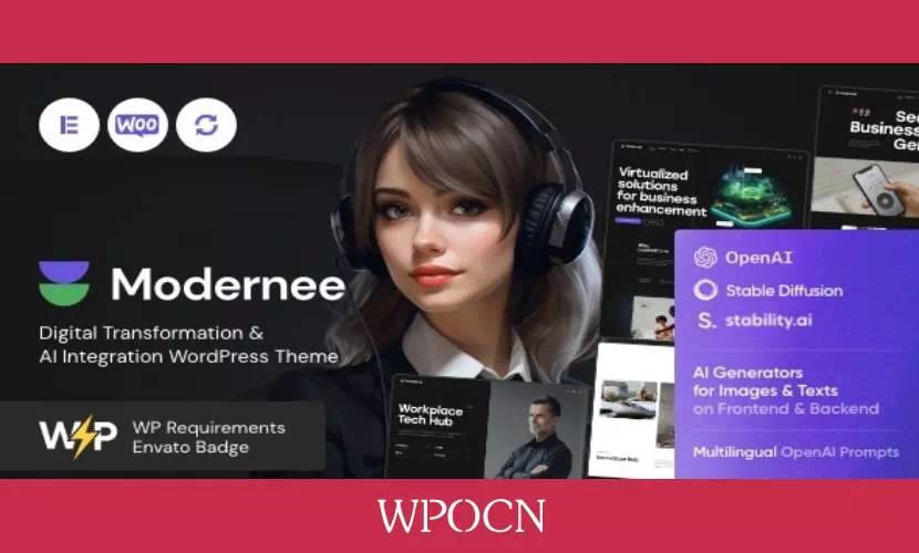 Modernee英文版主题 - 人工智能公司与数字代理WordPress主题-糖果博客