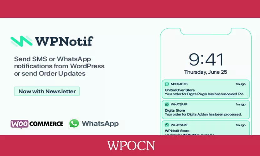 WPNotif英文版插件 - 短信和WhatsApp消息通知插件-糖果博客