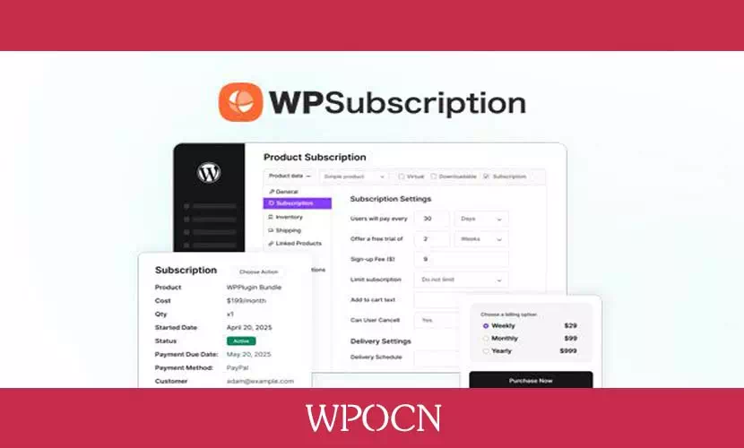 WPSubscription Pro英文版插件 – WooCommerce订阅管理插件-糖果博客
