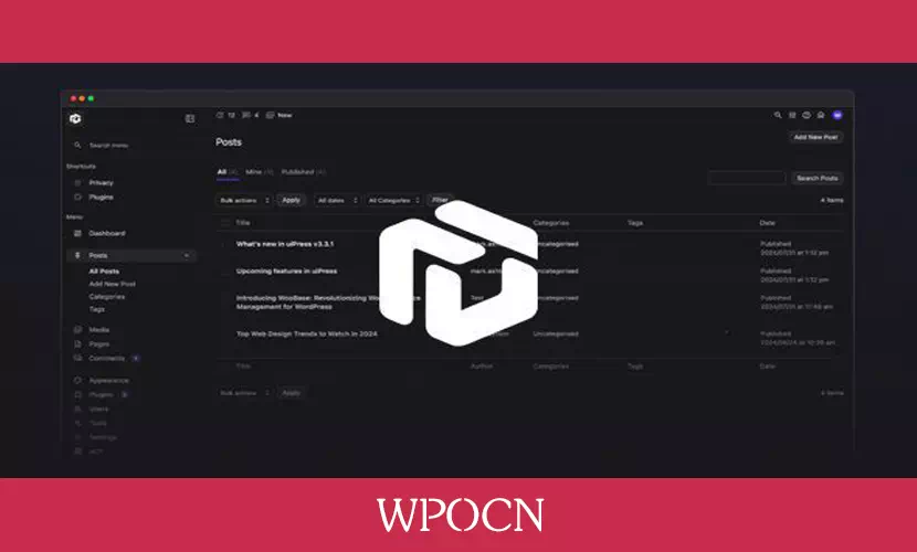 uiXpress Pro英文版插件 - 后台管理模板WordPress插件-WPOCN