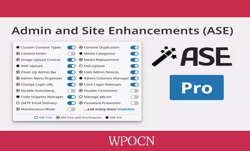 Admin and Site Enhancements (ASE) Pro英文版插件 – 管理和站点增强功能插件-糖果博客