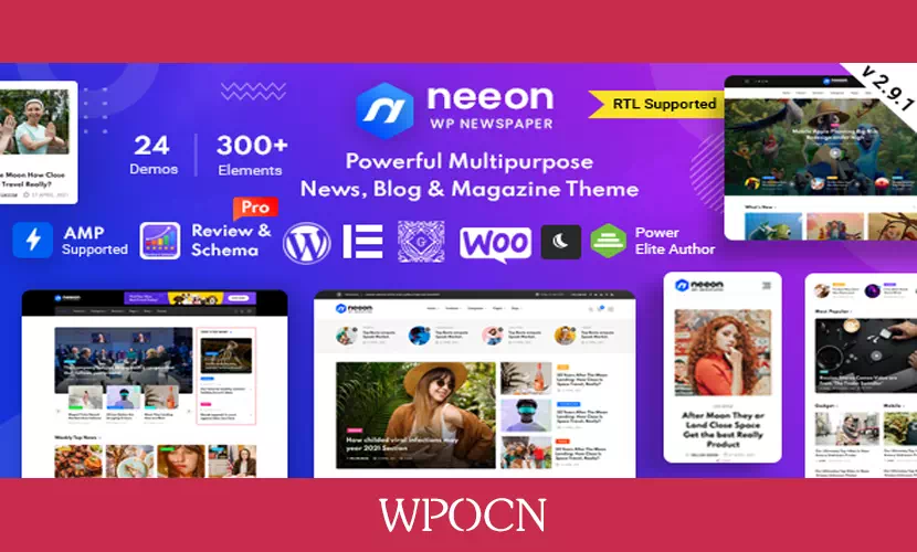 Neeon英文版主题 – 新闻杂志WordPress主题-糖果博客