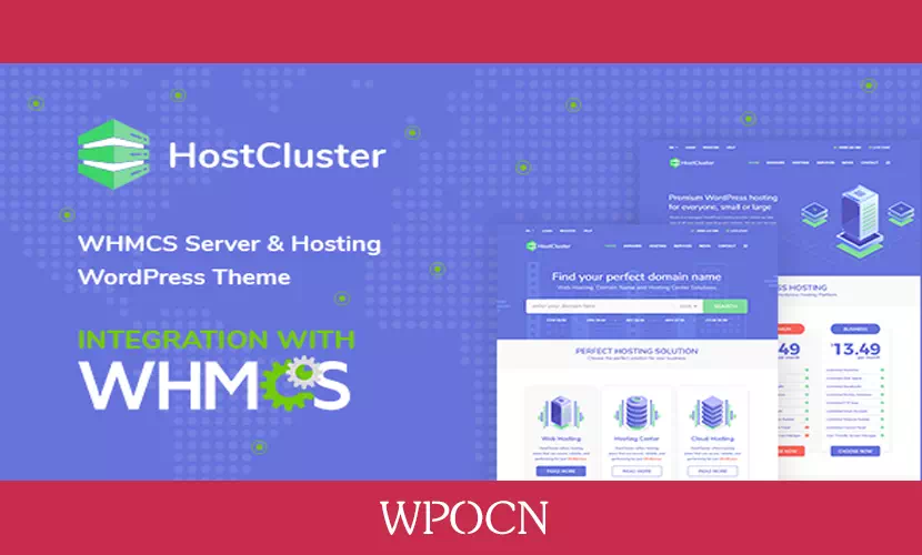 HostCluster英文版主题 – WHMCS服务器和托管WordPress主题-糖果博客