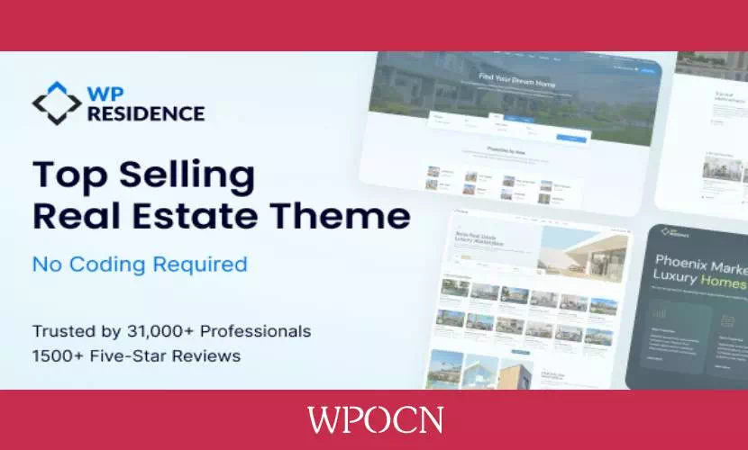 WpResidence英文版主题 - 住宅房地产WordPress主题-糖果博客