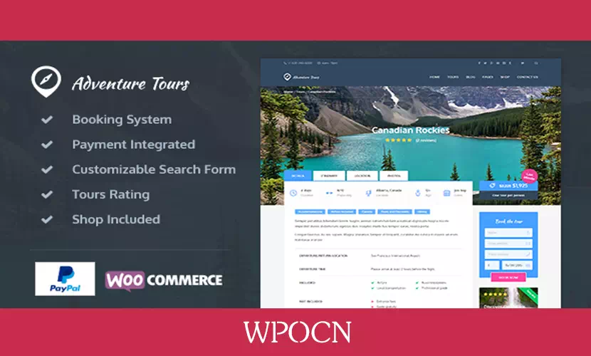 Adventure Tours英文版主题 - 旅行WordPress主题-糖果博客