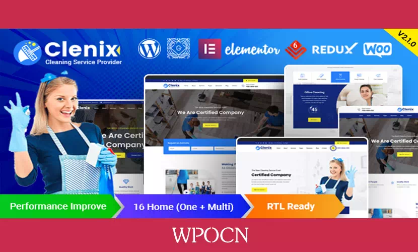 Clenix英文版主题 - 清洁服务WordPress主题-糖果博客