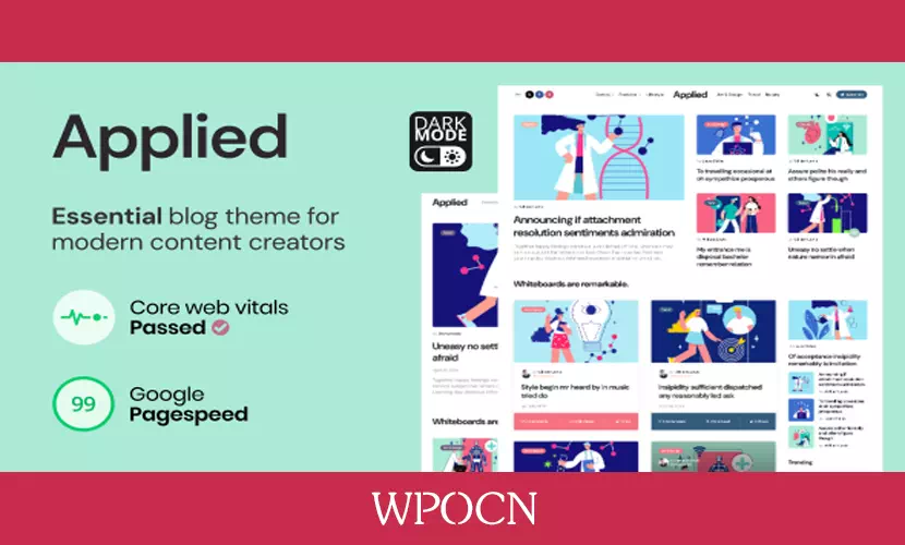 Applied英文版主题 – 现代内容创作者博客WordPress主题-糖果博客