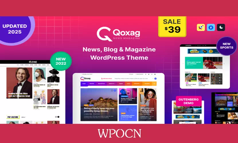 Qoxag英文版主题 – 新闻杂志WordPress主题-糖果博客