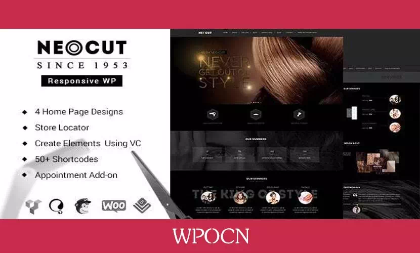Neo Salon英文版主题 – 理发店WordPress主题-糖果博客