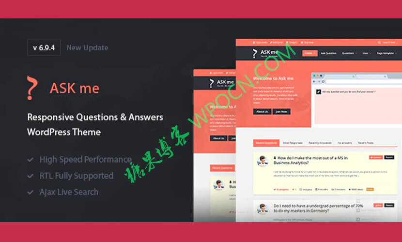 Ask Me英文版主题 - 响应式问题和答案WordPress主题-糖果博客