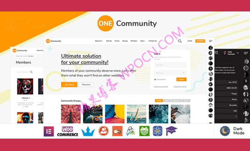 OneCommunity英文版主题 - BuddyPress会员WordPress主题-糖果博客