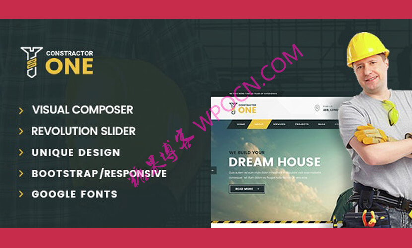 Constructor One英文版主题 - 建筑公司WordPress主题-糖果博客