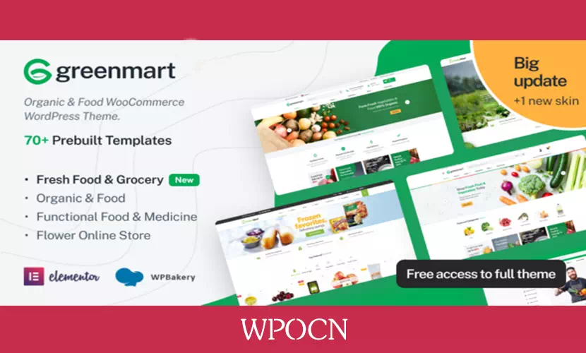 GreenMart英文版主题 – 有机和食品商店WordPress主题-糖果博客