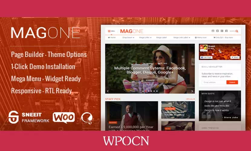 MagOne英文版主题 - 新闻杂志WordPress主题-糖果博客