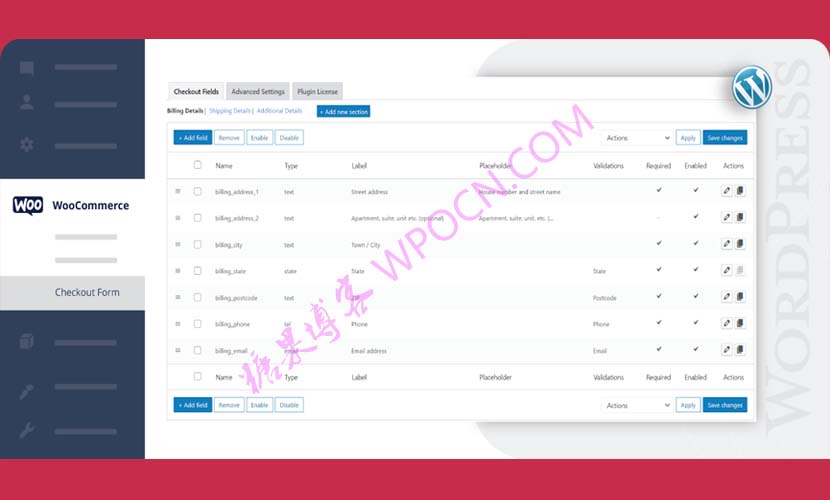 Checkout Field Editor for WooCommerce Pro – 结帐字段编辑器插件汉化版-糖果博客