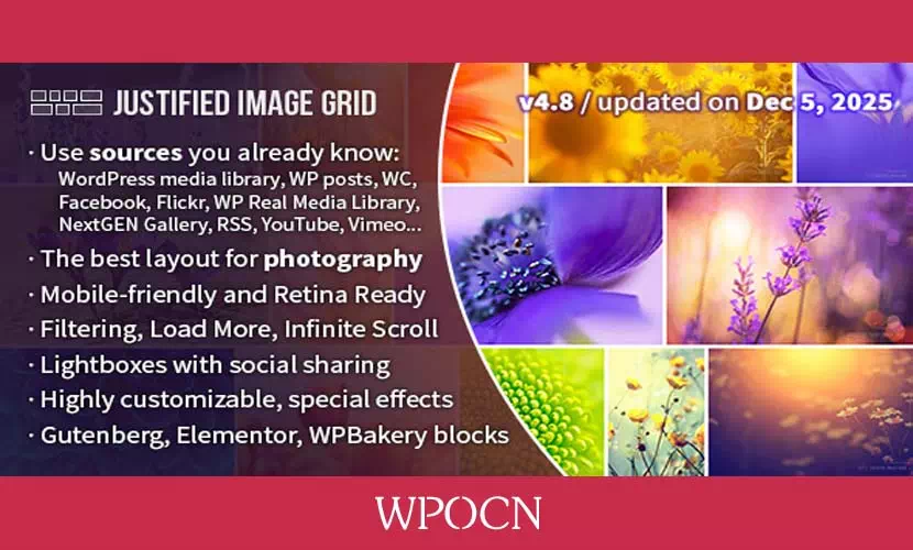 Justified Image Grid英文版插件 - 高级画廊插件-糖果博客