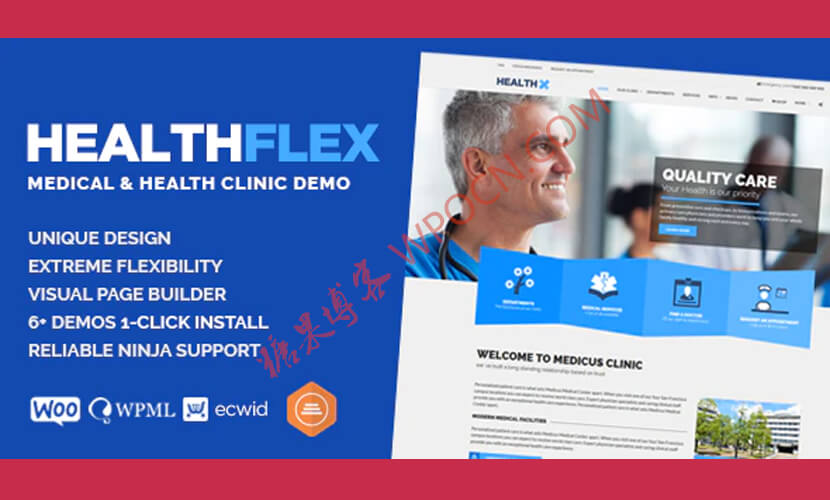 HEALTHFLEX英文版主题 – 医生医疗诊所和健康WordPress主题-糖果博客