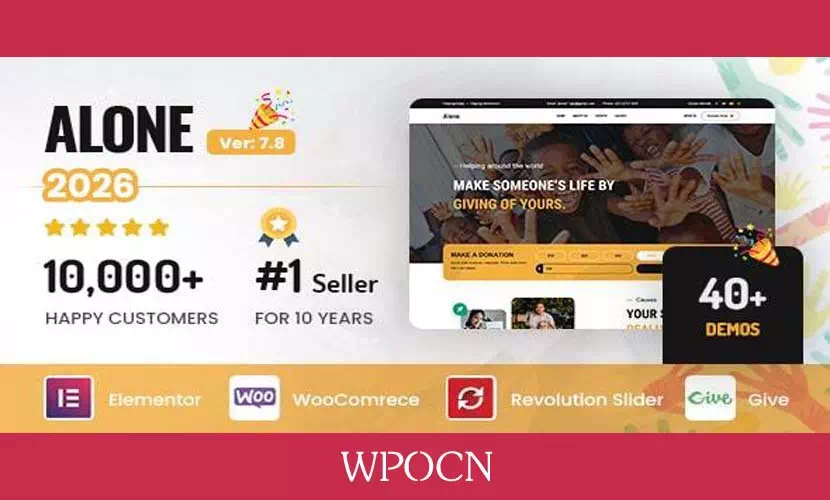Alone英文版主题 - 慈善及非营利WordPress主题-糖果博客