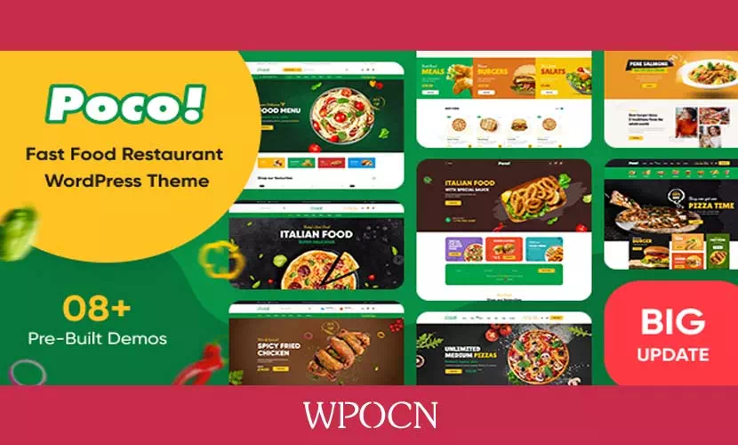 Poco英文版主题 - 快餐餐厅WordPress主题-糖果博客