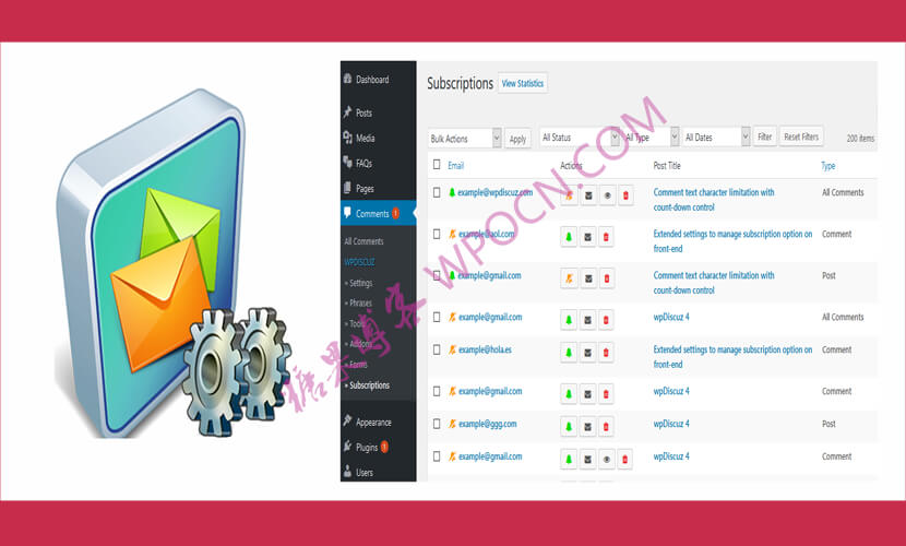 wpDiscuz – Subscription Manager 订阅管理器wpDiscuz扩展插件汉化版-糖果博客