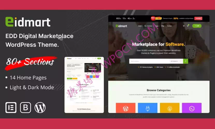 Eidmart英文版主题 - 数字市场 WordPress 主题-糖果博客