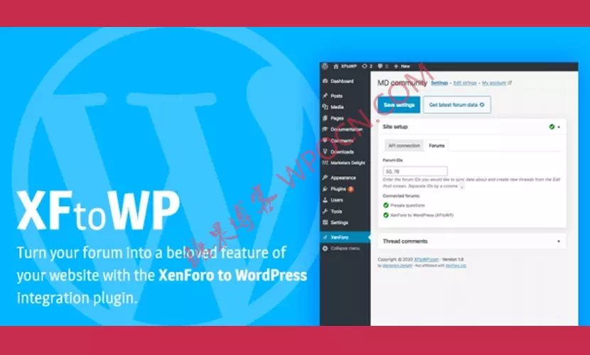 XFtoWP – XenForo论坛连接到WordPress网站插件汉化版-糖果博客