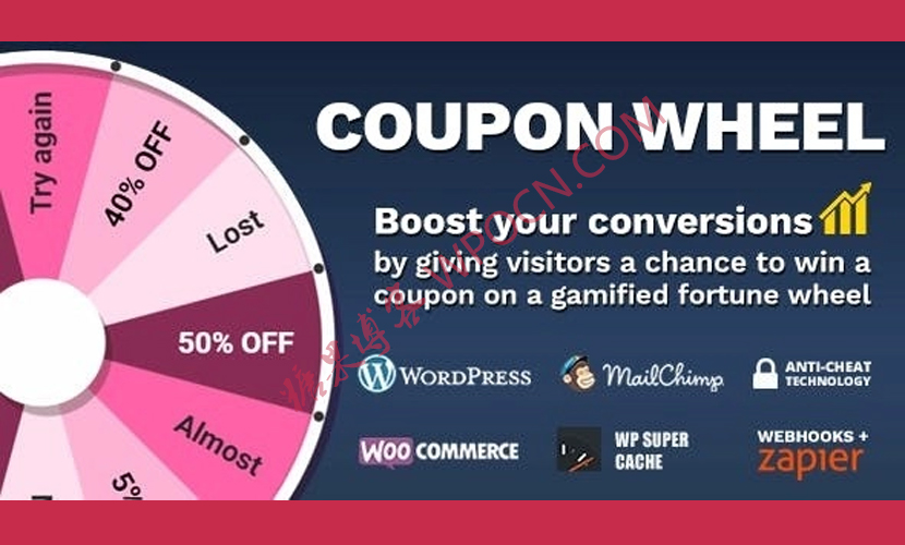 Coupon Wheel For WooCommerce and WordPress – 优惠券大转盘抽奖插件汉化版-糖果博客