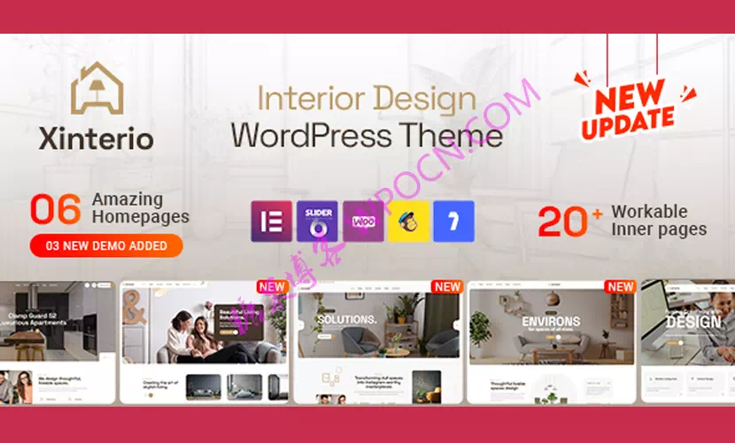 Xinterio英文版主题 – 室内设计WordPress主题-糖果博客