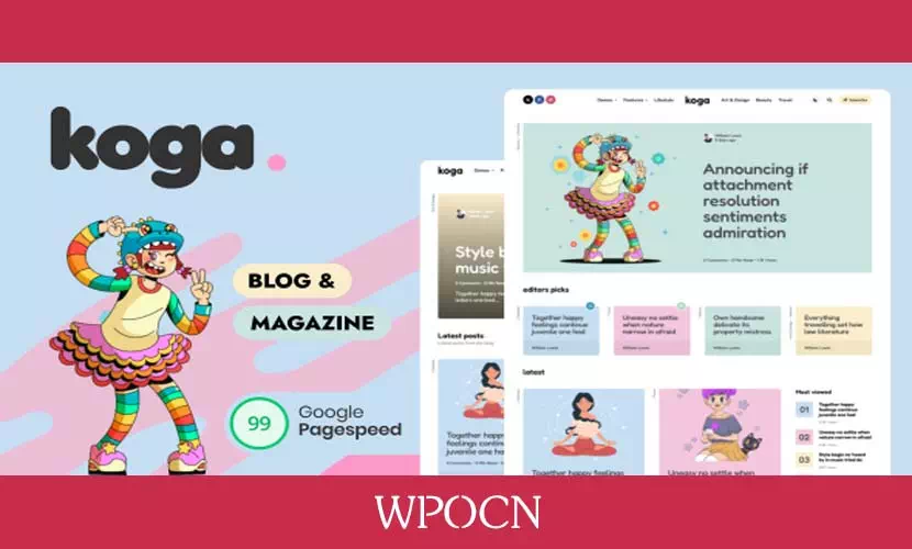 Koga英文版主题 – 博客和杂志WordPress主题-糖果博客