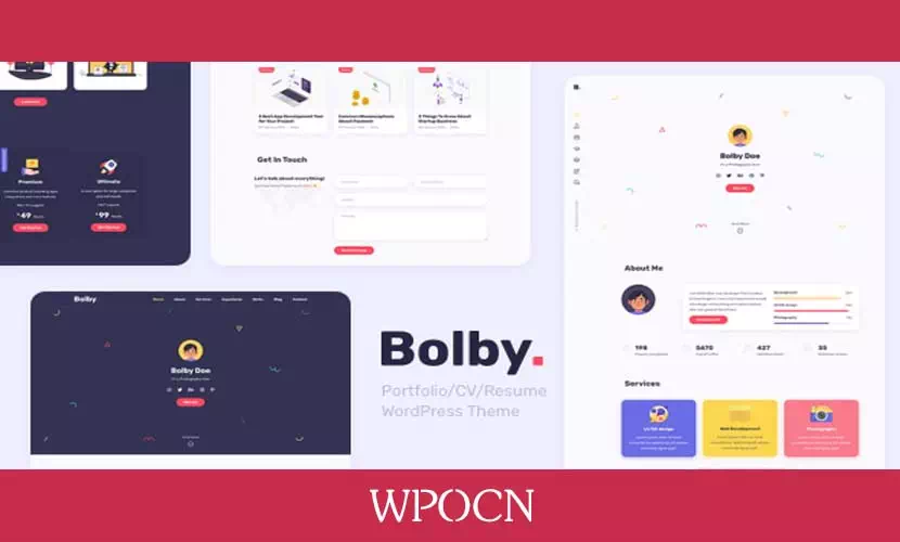 Bolby英文版主题 – 简历个人作品展示WordPress主题-糖果博客
