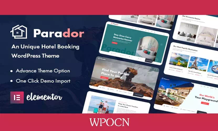 Parador英文版主题 – 酒店预订WordPress主题-糖果博客