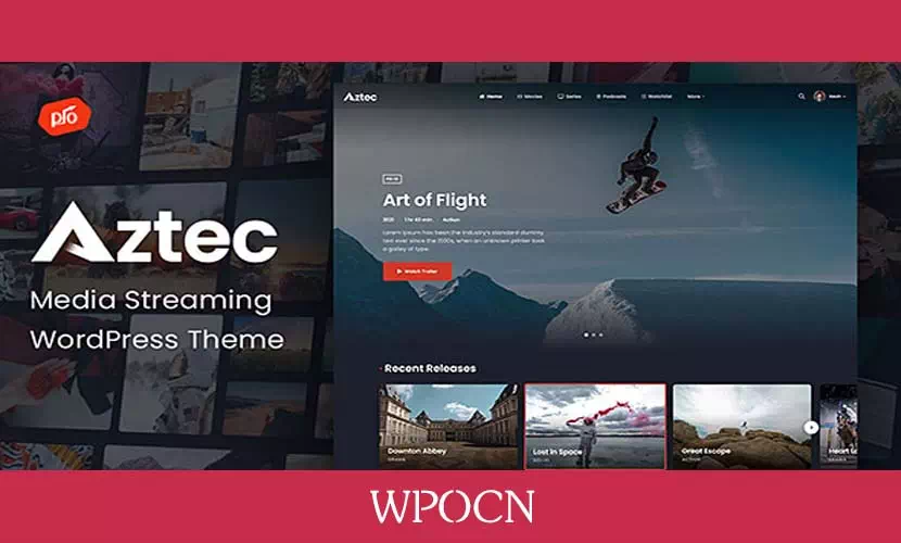 Aztec英文版主题 - 视频和音频流媒体WordPress主题-糖果博客
