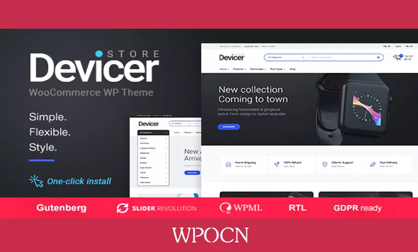 Devicer英文版主题 - 电子产品、移动和科技商店WordPress主题-糖果博客