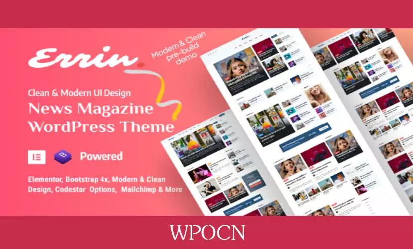 Errin英文版主题 - 个人博客与杂志视频制作WordPress主题-糖果博客