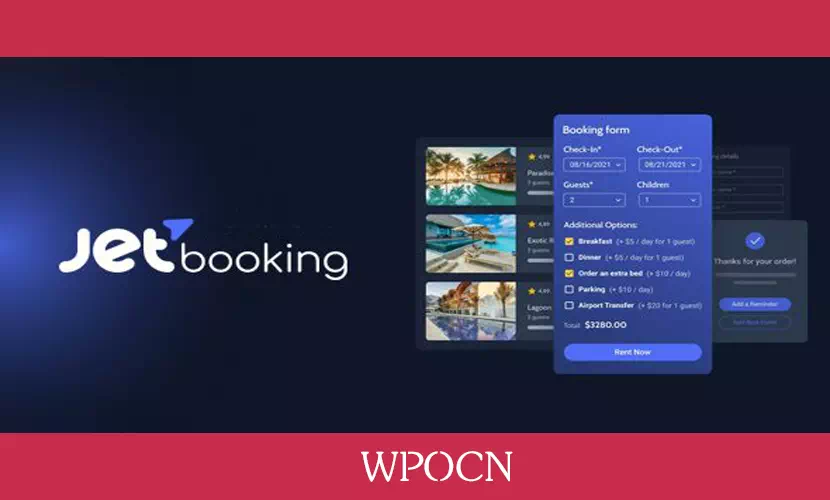 JetBooking英文版 – 商城预订WordPress插件-糖果博客