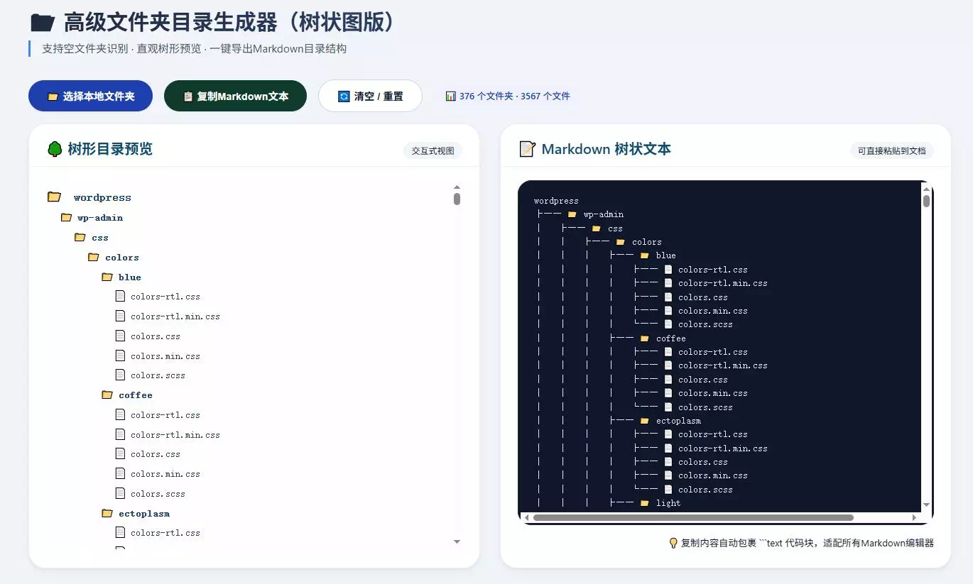 HTML实现文件夹目录树状图生成器-糖果博客