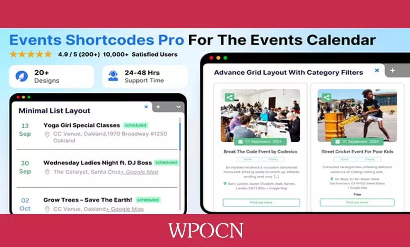 Events Shortcodes & Block Pro For The Events Calendar英文版插件 - 活动日历扩展插件-糖果博客