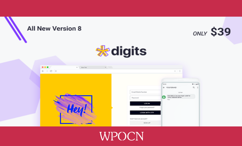 Digits英文版插件 - 手机号码OTP注册和登录表单插件-糖果博客
